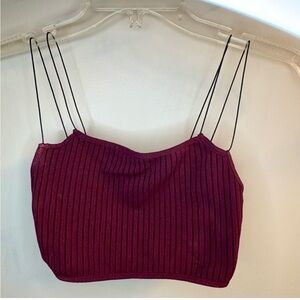 Free People Intimately Double Skinny Strap Brami Burgundy w/ Black Straps Sz M/L